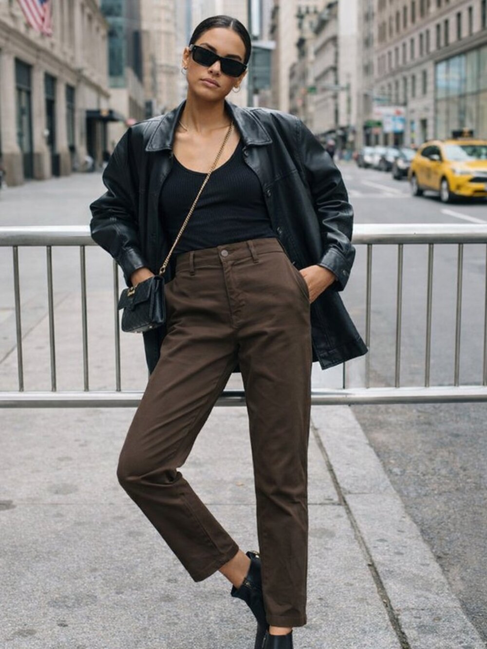 PAIGE Rianne Khaki Straight Leg Pants Size 28 Raw Hem High Rise Stretch Casual